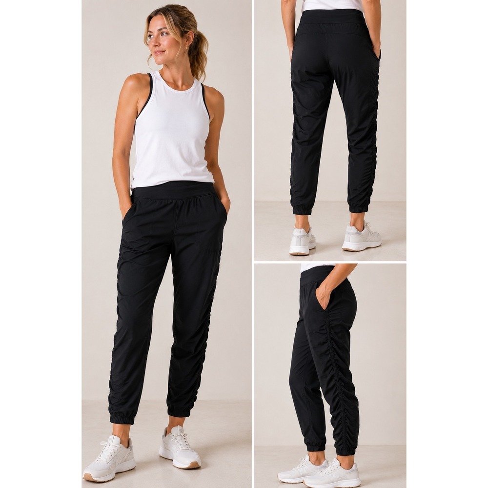 Athleta Attitude Pant Black Ruched Side Joggers Womens 14 S/384001-00 SP20